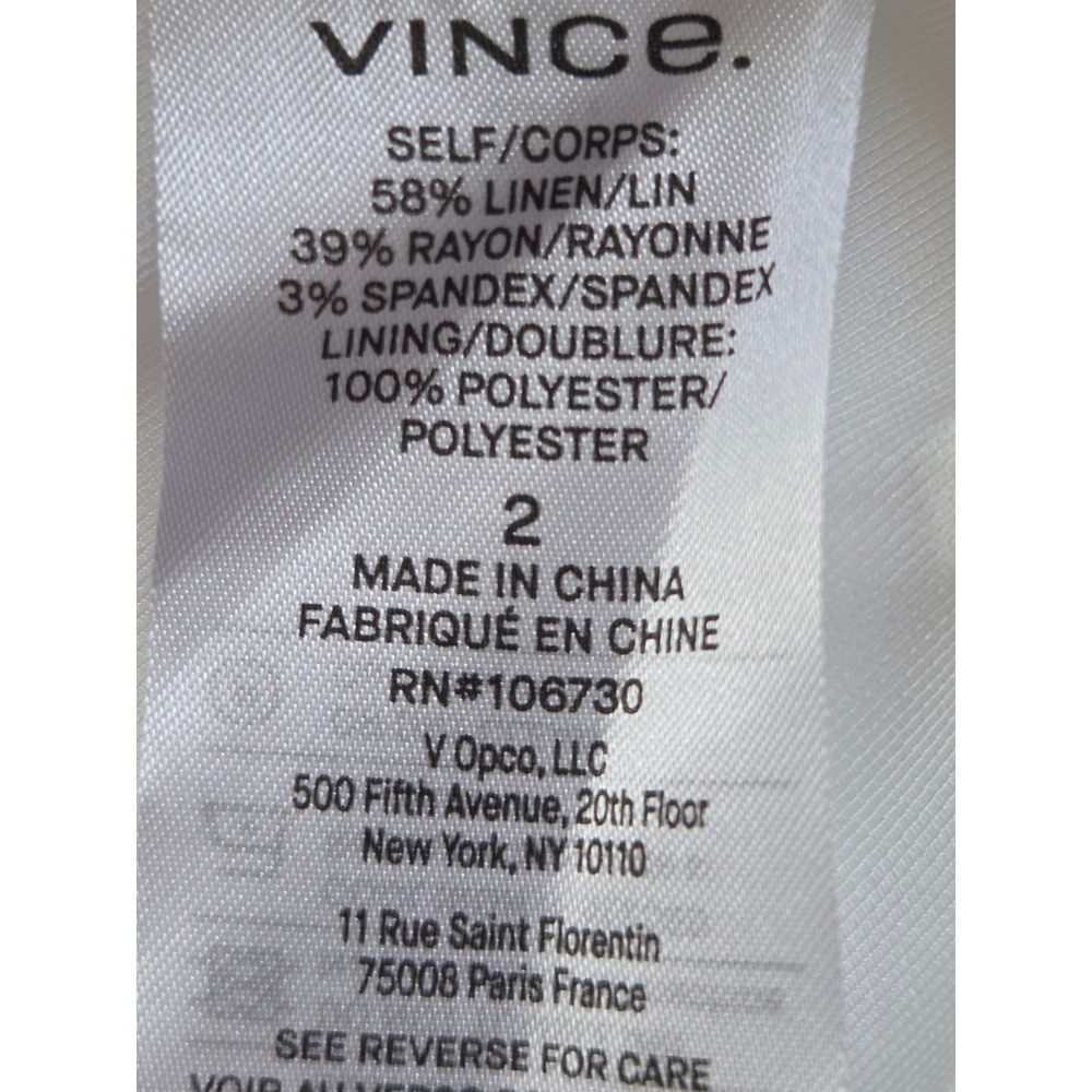 Vince Linen Blend Square Neck Midi Dress Womens 2 White NWT $468 V113151992 - Picture 7 of 8